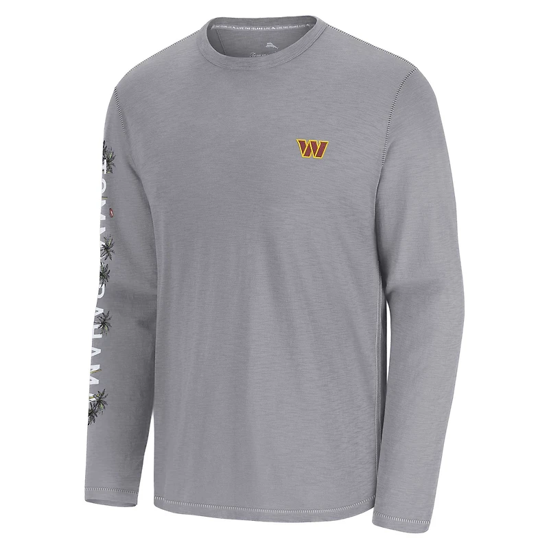 Men's Tommy Bahama Gray Washington Commanders Oasis Endzone Lux Long Sleeve T-Shirt