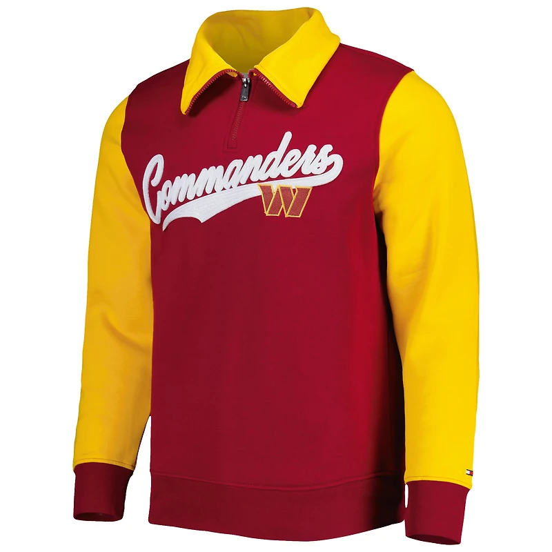 Sweat Tommy Hilfiger pour homme bordeaux/doré Washington Commanders Aiden Quarter-Zip