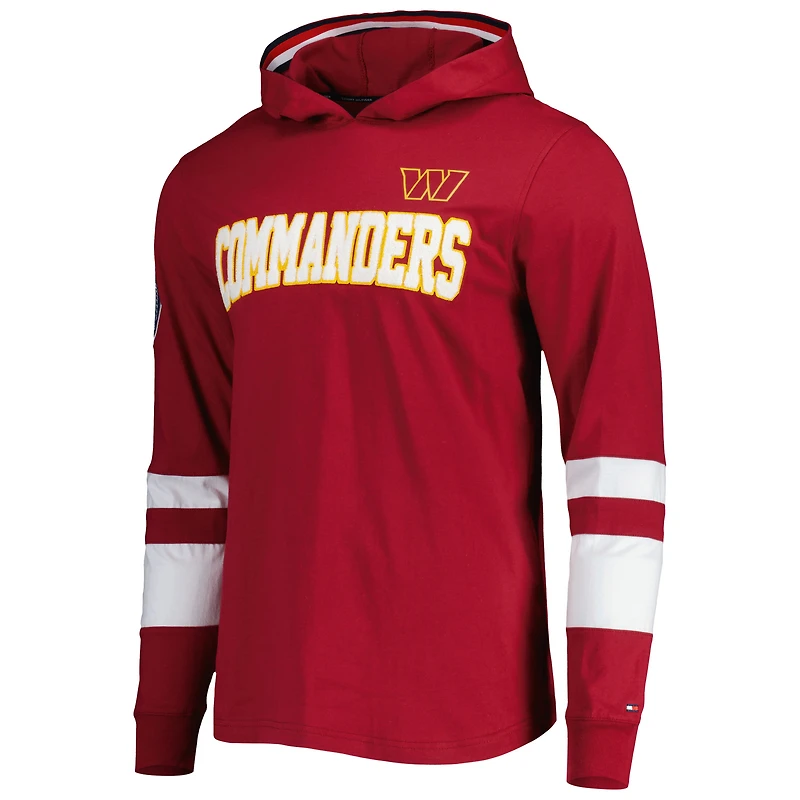 Men's Tommy Hilfiger Burgundy/White Washington Commanders Alex Long Sleeve Hoodie T-Shirt