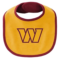 Newborn & Infant Burgundy/Gold Washington Commanders Little Champ Three-Piece Bodysuit Bib Booties Set