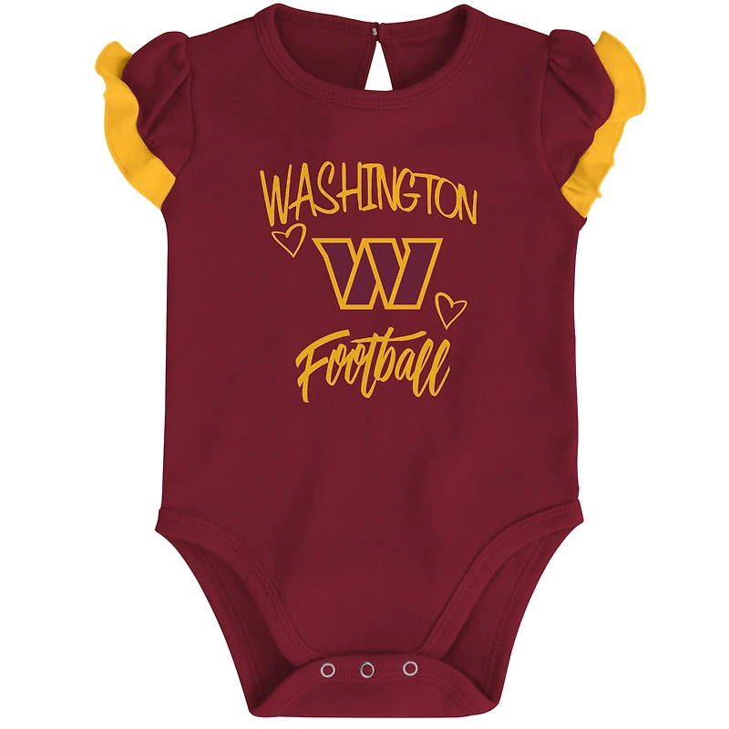 Newborn & Infant Burgundy/Gold Washington Commanders Too Much Love Two-Piece Bodysuit Set