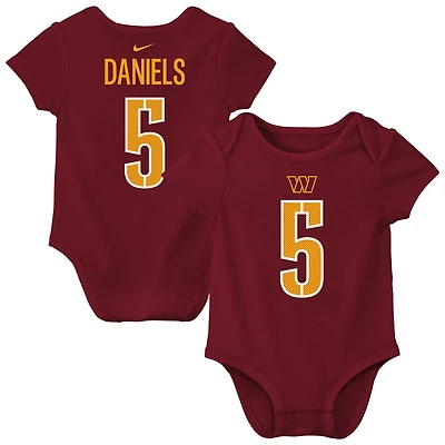 Newborn & Infant Nike Jayden Daniels Burgundy Washington Commanders Player Name Number Bodysuit