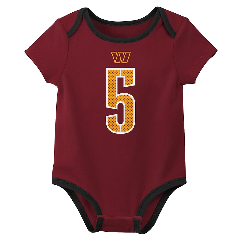 Newborn & Infant Nike Jayden Daniels Washington Commanders Name Number 3-Pack Bodysuit Set