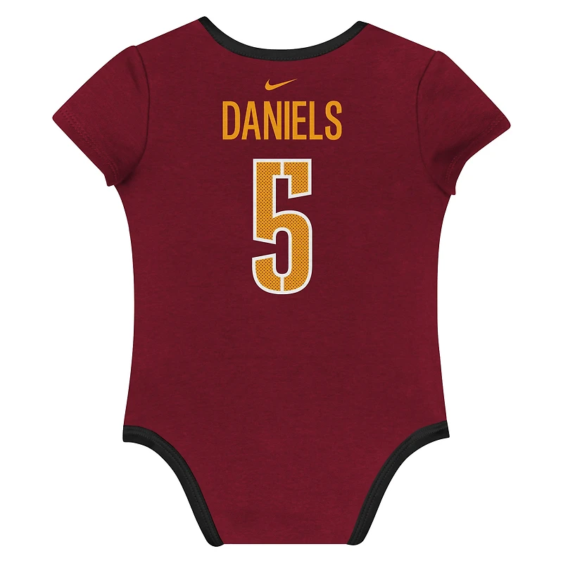 Ensemble de 3 bodies Nike Jayden Daniels Washington Commanders avec nom et numéro pour nouveau-né nourrisson