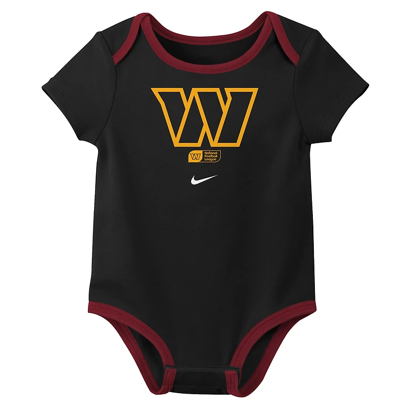 Ensemble de 3 bodies Nike Jayden Daniels Washington Commanders avec nom et numéro pour nouveau-né nourrisson