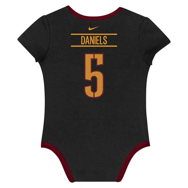 Ensemble de 3 bodies Nike Jayden Daniels Washington Commanders avec nom et numéro pour nouveau-né nourrisson