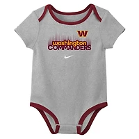 Ensemble de 3 bodies Nike Jayden Daniels Washington Commanders avec nom et numéro pour nouveau-né nourrisson