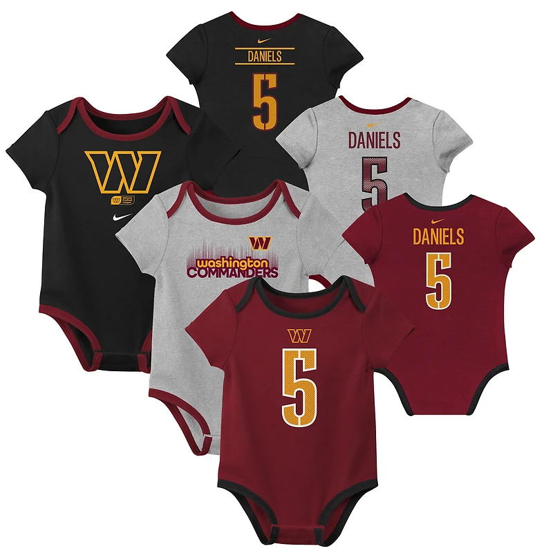 Newborn & Infant Nike Jayden Daniels Washington Commanders Name Number 3-Pack Bodysuit Set