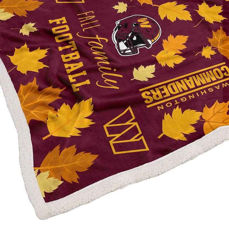 Couverture Sherpa en flanelle polaire Pegasus Washington Commanders 60 x 70 cm pour l'automne, la famille et le football