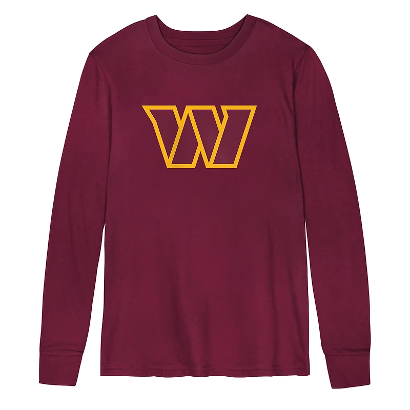 T-shirt à manches longues bordeaux avec logo Washington Commanders Primary pour enfants d'âge préscolaire
