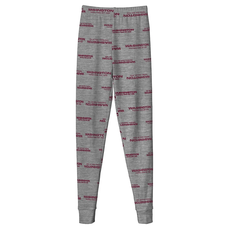 Preschool Heather Grey Washington Football Team Long Sleeve T-Shirt & Pants Sleep Set