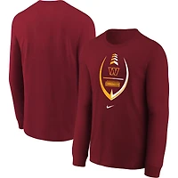 T-shirt à manches longues Nike bordeaux Washington Commanders Icon Football Performance pour enfants d'âge préscolaire