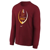 T-shirt à manches longues Nike bordeaux Washington Commanders Icon Football Performance pour enfants d'âge préscolaire