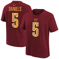 T-shirt Nike pour enfant Jayden Daniels bordeaux avec nom et numéro du joueur des Washington Commanders