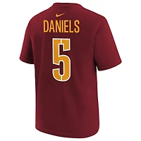 T-shirt Nike pour enfant Jayden Daniels bordeaux avec nom et numéro du joueur des Washington Commanders