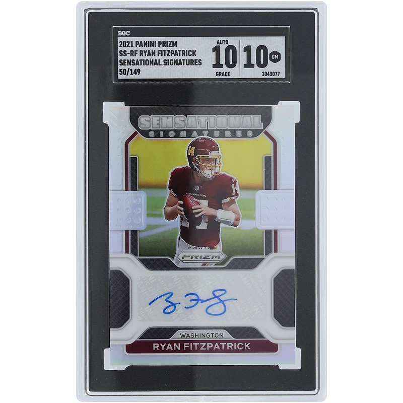 Ryan Fitzpatrick Washington Commanders Autographed 2021 Panini Prizm Silver Prizm #SS-RF #5/149 SGC Authenticated 10/10 Card
