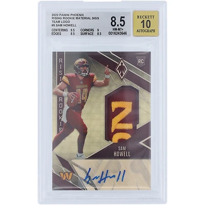 Carte relique authentifiée 8,5/10 du logo Panini Phoenix 2022 autographiée par Sam Howell Washington Commanders #RMS-SH #1/1 BGS - Sous-grades 9,5, 9, 8,5, 8,5
