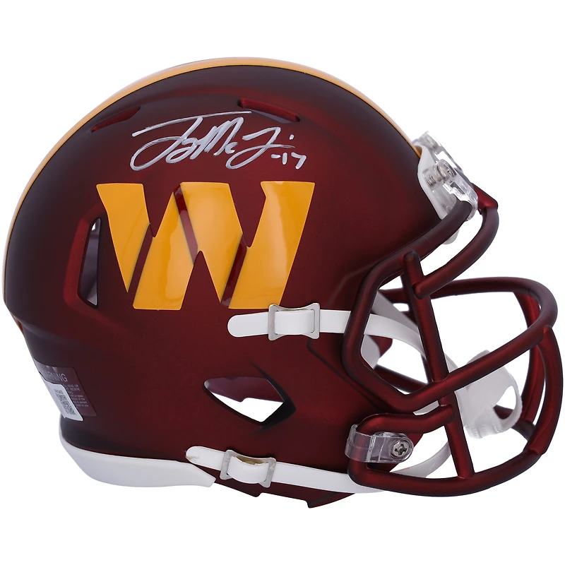 Casque Riddell Speed ​​Mini autographié par Terry McLaurin Washington Commanders