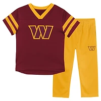 Ensemble t-shirt et pantalon à col en V pour tout-petits Outerstuff Bordeaux/Or Washington Commanders Red Zone