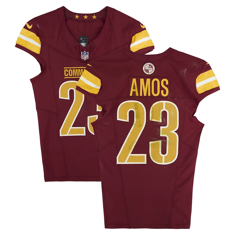 Trey Amos Washington Commanders Game-Used #23 Burgundy Nike Jersey vs. Green Bay Packers on September 11, 2025