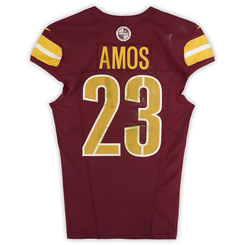 Maillot Nike bordeaux n° 23 de Trey Amos, utilisé par les Washington Commanders lors du match contre les Green Bay Packers le 11 septembre 2025
