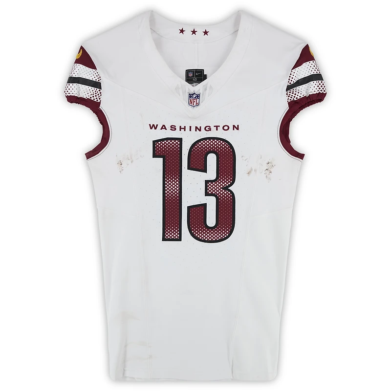 Maillot blanc Nike n° 13 porté par Treylon Burks (Washington Commanders) lors du match contre les New York Giants le 14 décembre 2025