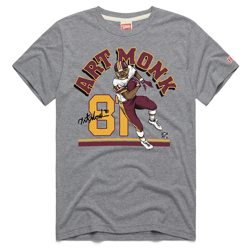Unisex Homage Art Monk Gray Washington Commanders Classic Illustration Tri-Blend T-Shirt