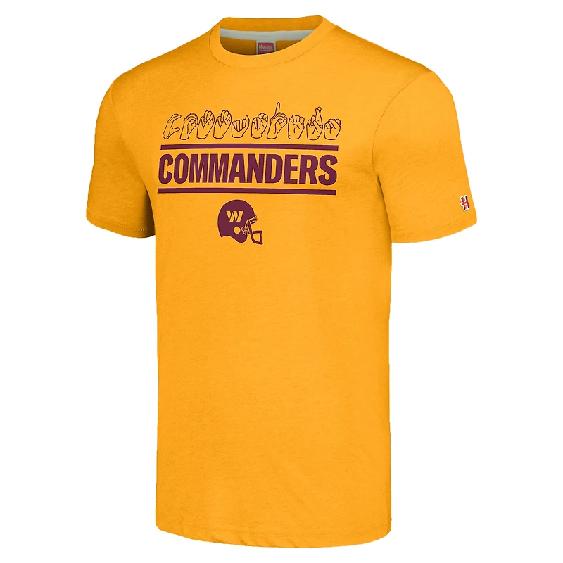 Unisex Homage Gold Washington Commanders The NFL ASL Collection by Love Sign Tri-Blend T-Shirt