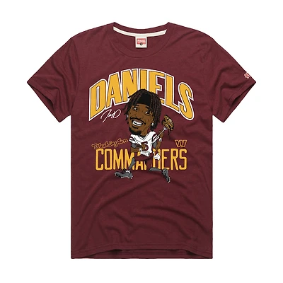 Unisex Homage Jayden Daniels Burgundy Washington Commanders Caricature Player Graphic Tri-Blend T-Shirt