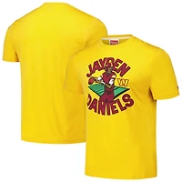 T-shirt unisexe en mélange de trois matières, hommage à Jayden Daniels, joueur des Washington Commanders, or, caricature.