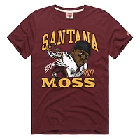 T-shirt unisexe hommage à Santana Moss, caricature classique bordeaux, joueur retraité des Washington Commanders