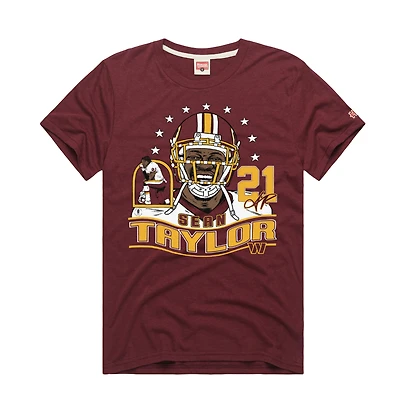 Unisex Homage Sean Taylor Burgundy Washington Commanders Classic Illustration Tri-Blend T-Shirt