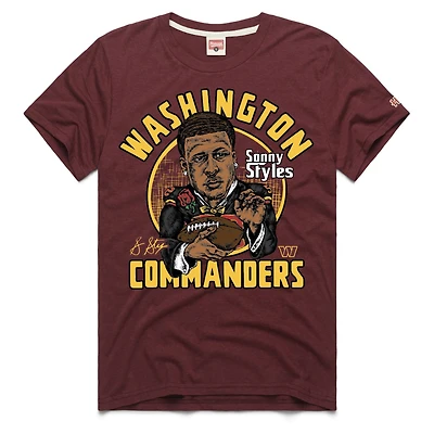 Unisex Homage Sonny Styles Burgundy Washington Commanders Caricature Tri-Blend T-Shirt