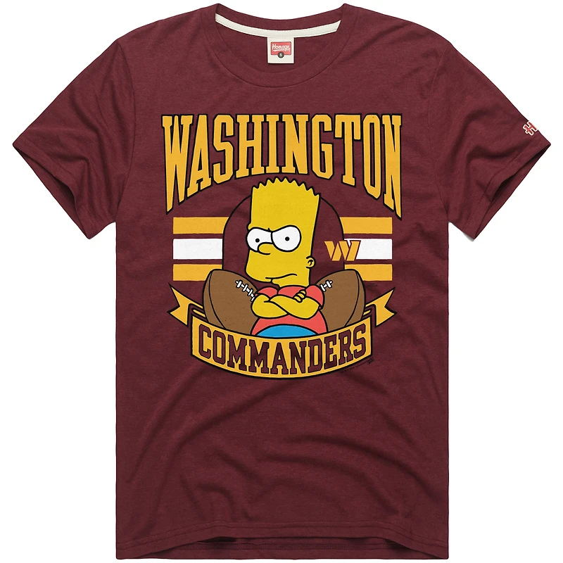 Unisex Homage x The Simpsons Burgundy Washington Commanders Tri-Blend T-Shirt
