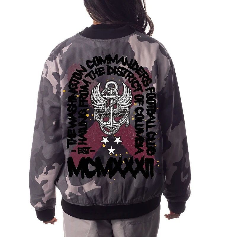 Blouson aviateur camouflage unisexe The Wild Collective gris Washington Commanders