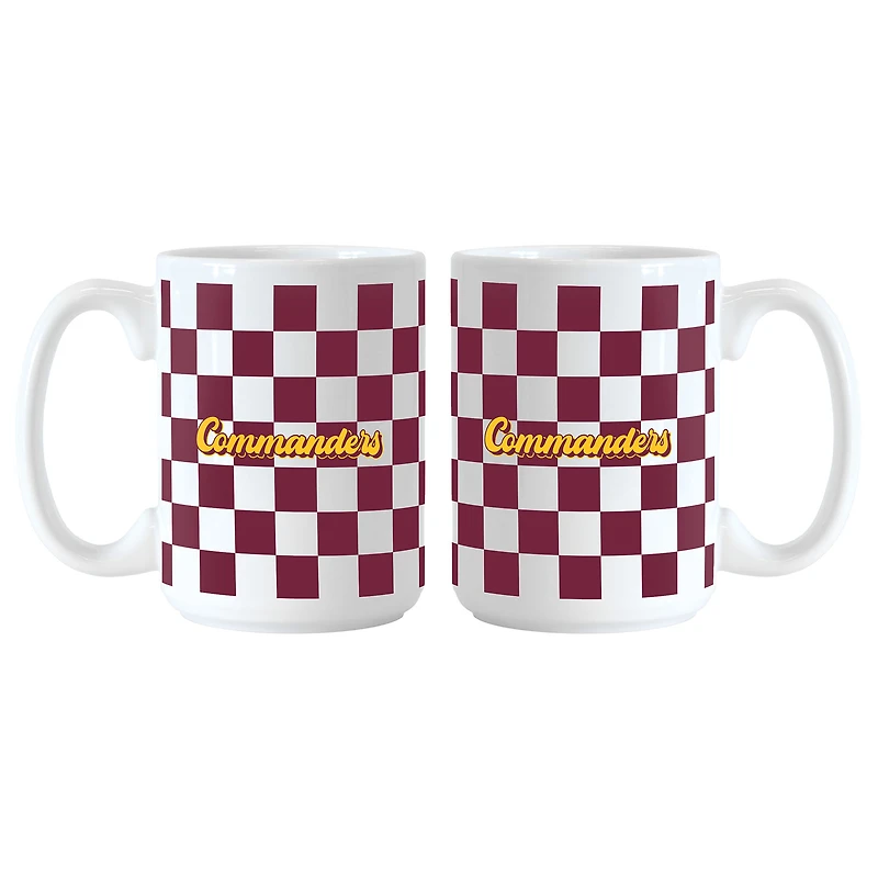 Lot de 2 tasses à motif de damier Washington Commanders de 15 oz