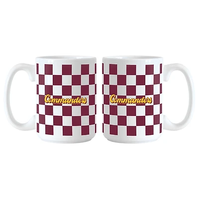 Lot de 2 tasses à motif de damier Washington Commanders de 15 oz