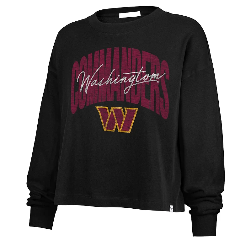 Women's '47 Black Washington Commanders Muse Sydney Long Sleeve Cropped T-Shirt