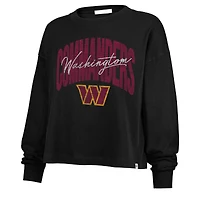 Women's '47 Black Washington Commanders Muse Sydney Long Sleeve Cropped T-Shirt