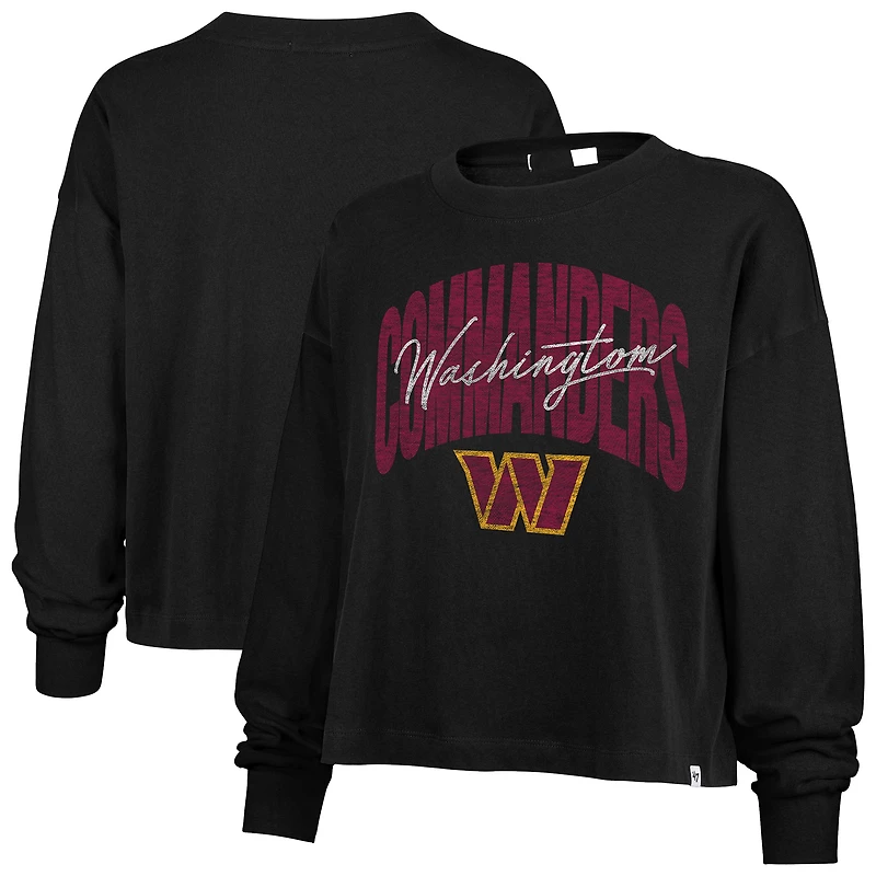 Women's '47 Black Washington Commanders Muse Sydney Long Sleeve Cropped T-Shirt