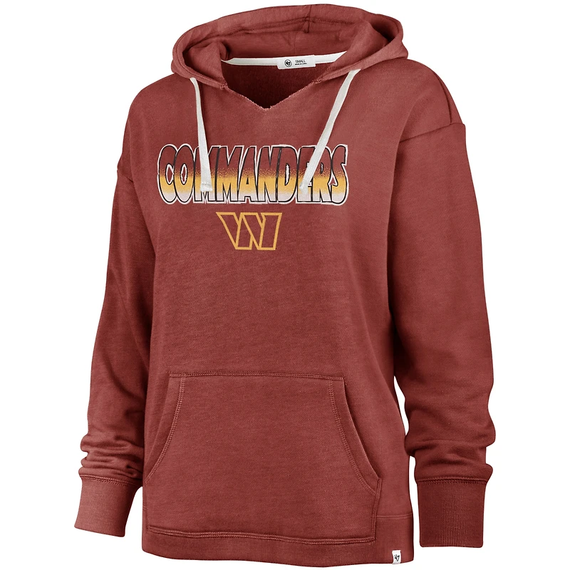 Women's '47 Heathered Burgundy Washington Commanders Color Rise Kennedy Pullover V-Neck Hoodie