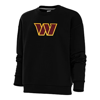 Sweat-shirt à col rond en chenille noir Antigua Washington Commanders Victory pour femme