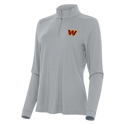Sweat-shirt zippé quart de tour Washington Commanders Intent pour femme, gris Antigua