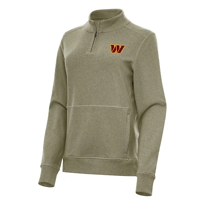 Veste zippée quart de tour Washington Commanders Crush pour femme, couleur olive chinée Antigua