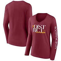 Women's Burgundy Washington Commanders Hometown Sweep Long Sleeve V-Neck T-Shirt