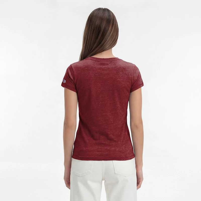 Women's Champion Burgundy Washington Commanders Triumph Tri-Blend V-Neck T-Shirt