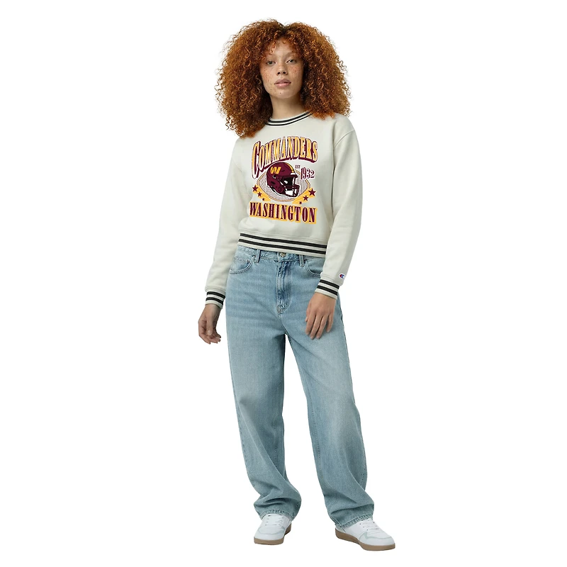 Sweat-shirt en polaire à tissage inversé crème Champion Washington Commanders pour femme