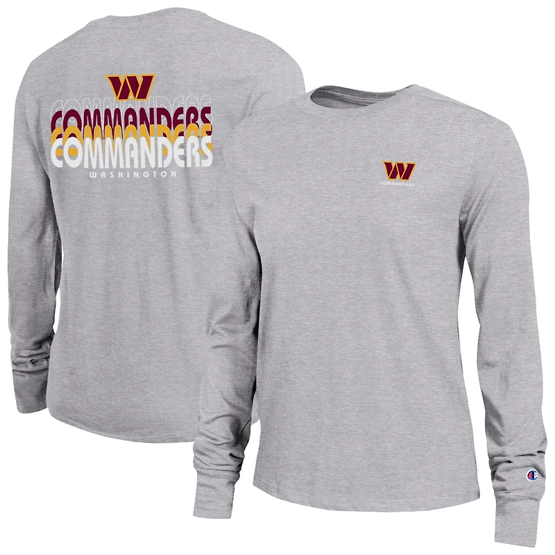 T-shirt à manches longues Championne féminine Heather Gray Washington Commanders Core