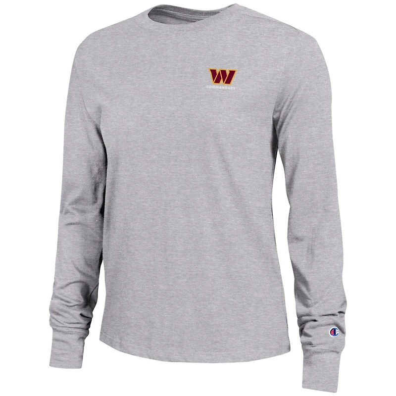 Women's Champion Heather Gray Washington Commanders Core Long-Sleeve T-Shirt