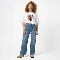 Women's Champion  White Washington Commanders Boyfriend Cropped T-Shirt
